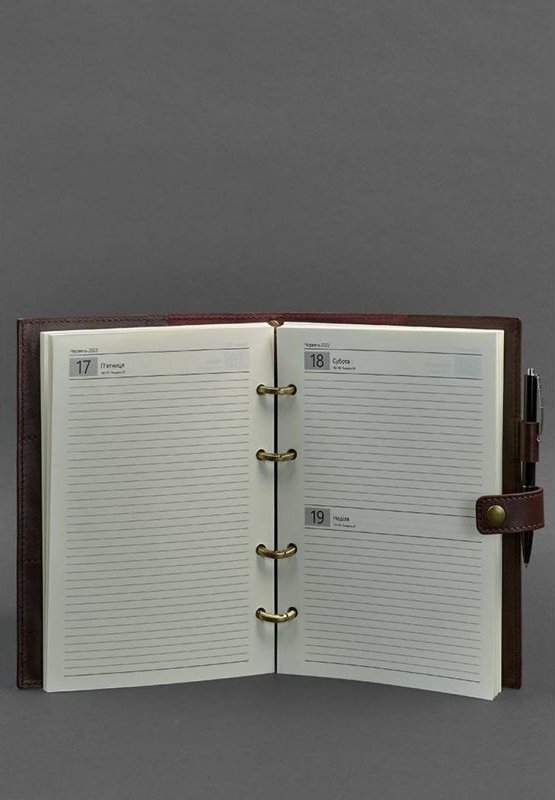 Бордовый блокнот с датированным блоком (Софт-бук) в кожаной обложке - BlankNote (42664)