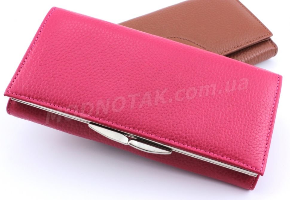 Барвистий шкіряний жіночий гаманець рожевого кольору Canpellini (17415)