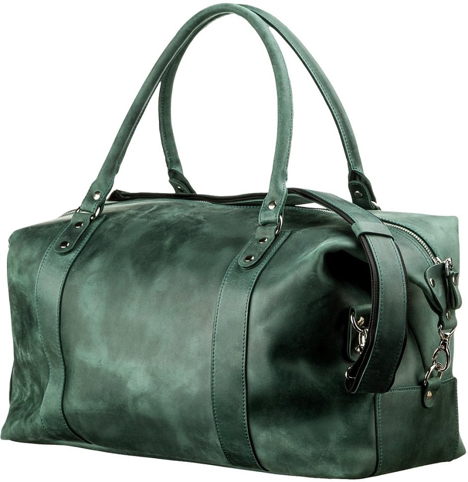 Зелена дорожня сумка з натуральної високоякісної шкіри SHVIGEL (11128)