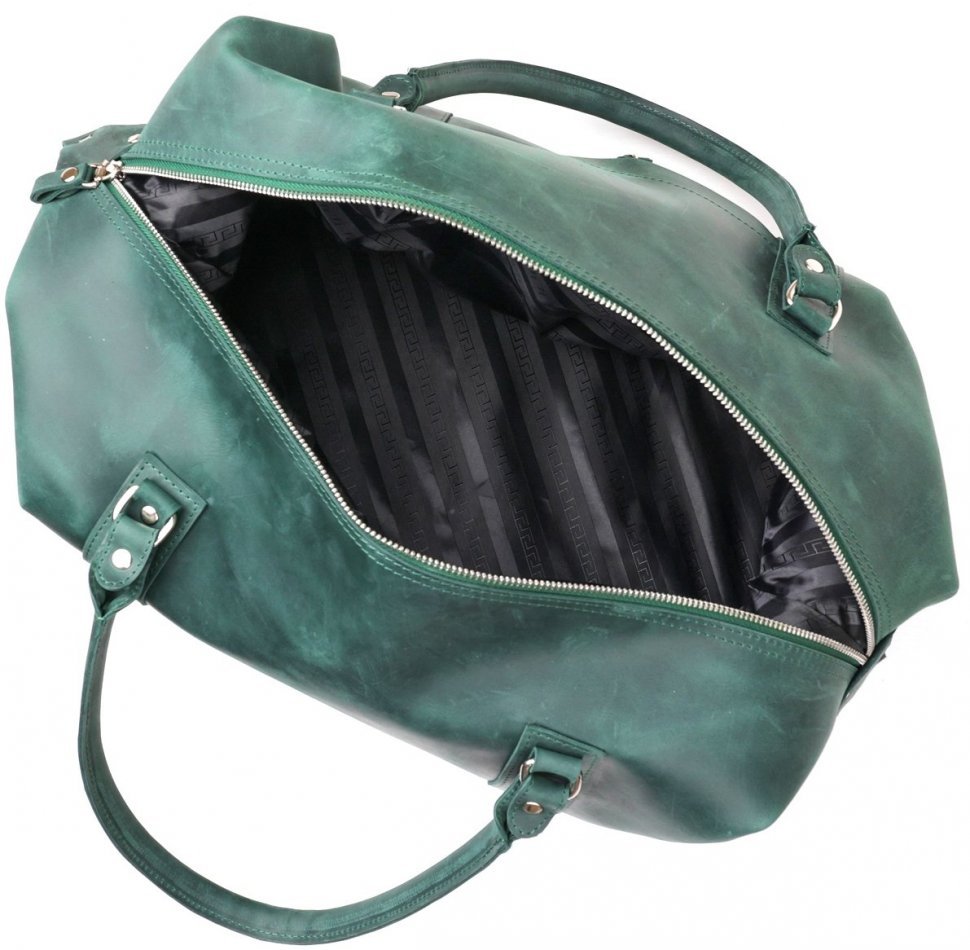 Зелена дорожня сумка з натуральної високоякісної шкіри SHVIGEL (11128)