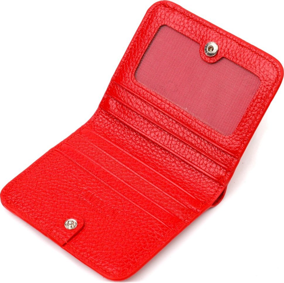 Красный женский кошелек небольшого размера из натуральной лакированной кожи под рептилию CANPELLINI (2421800)