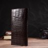 Вертикальный коричневый мужской бумажник из натуральной кожи с тиснением под крокодила CANPELLINI (2421900) - 6