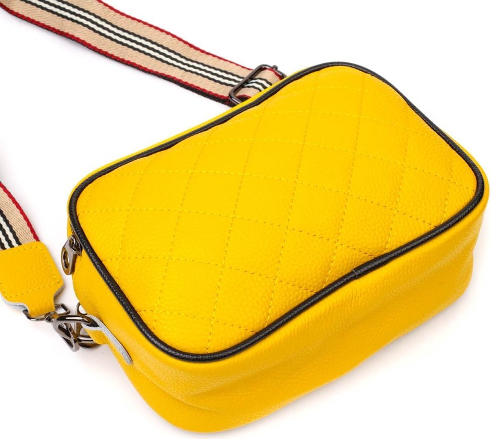 Женская сумка-кроссбоди из натуральной кожи желтого цвета Vintage (2422114)