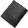Небольшой кожаный мужской кошелек черного цвета без застежки KARYA (19838) - 3