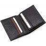 Небольшой кожаный мужской кошелек черного цвета без застежки KARYA (19838) - 4