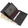 Небольшой кожаный мужской кошелек черного цвета без застежки KARYA (19838) - 5