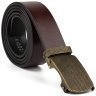Узкий мужской кожаный ремень коричневого цвета с автоматической пряжкой Vintage 2420273 - 3
