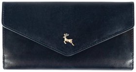 Жіночий гаманець із натуральної гладкої шкіри на кнопці Ashwood V63 94064 синього кольору