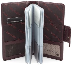 Вместительная визитница марсалового цвета из натуральной кожи KARYA (008-243)