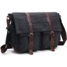 Простора сумка на плече з текстилю в чорному кольорі Vintage (20076) - 1