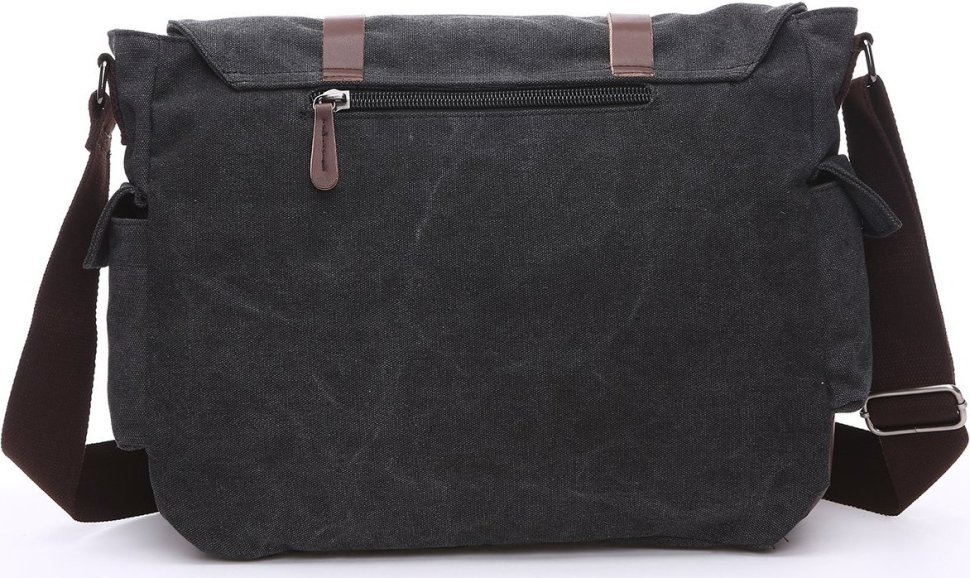 Просторная сумка на плечо из текстиля в черном цвете Vintage (20076)