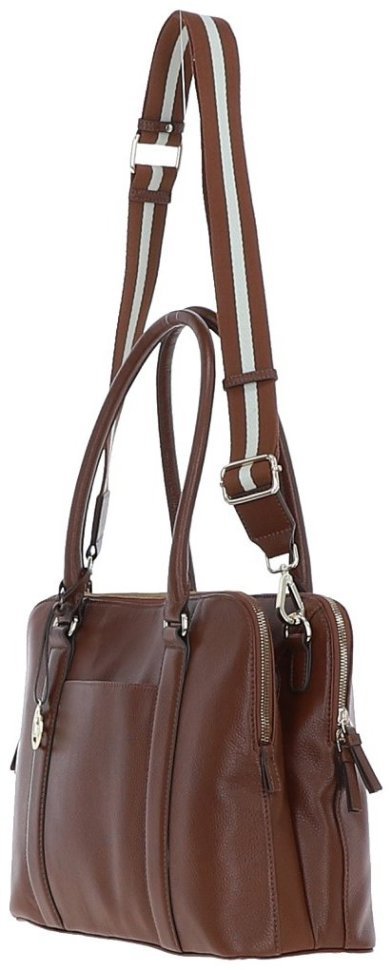 Кожаная сумка женская с длинными ручками и плечевым ремнем Ashwood 94464 коричневая фото №5 Кожаная сумка женская с длинными ручками и плечевым ремнем Ashwood 94464 коричневая modnotak фото №5