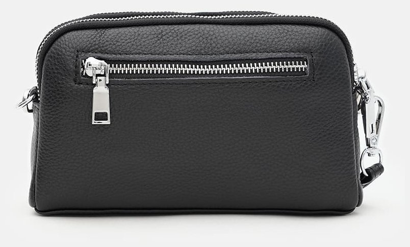 Женская кожаная сумка на 2 отделения с ремешком на запястье Borsa Leather 104564 черная фото №3 Женская кожаная сумка на 2 отделения с ремешком на запястье Borsa Leather 104564 черная modnotak фото №3