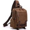 Коричнева сумка-рюкзак з текстилю на одне плече Vintage (20142) - 1