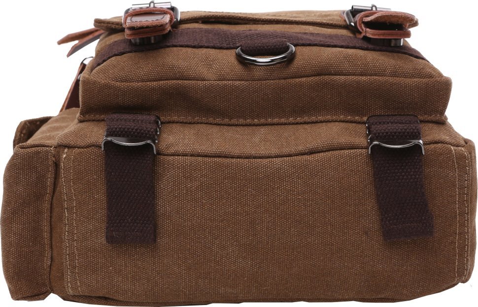 Коричневая сумка-рюкзак из текстиля на одно плечо Vintage (20142)