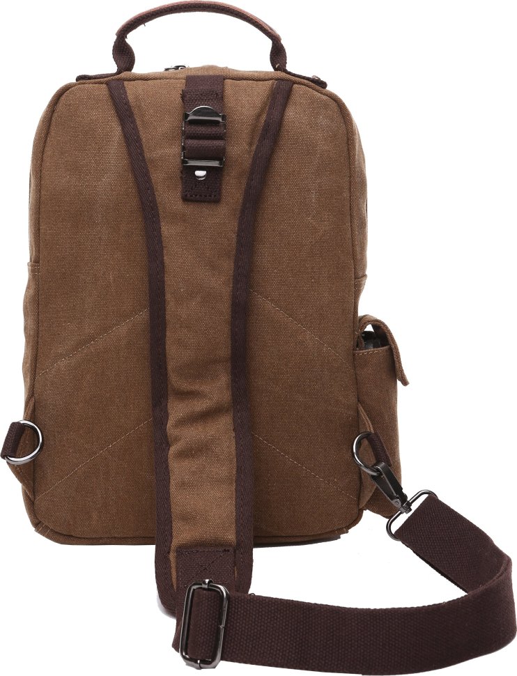 Коричнева сумка-рюкзак з текстилю на одне плече Vintage (20142)