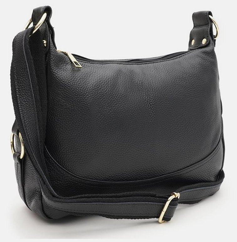 Качественная женская сумка из натуральной фактурной кожи черного цвета Borsa Leather 94664 modnotak фото №2