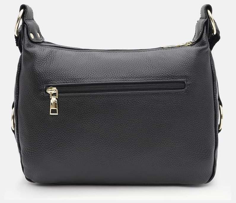 Качественная женская сумка из натуральной фактурной кожи черного цвета Borsa Leather 94664 modnotak фото №3