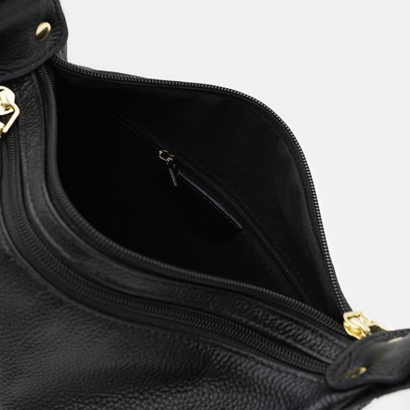 Качественная женская сумка из натуральной фактурной кожи черного цвета Borsa Leather 94664 modnotak фото №5