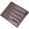 Коричневое мужское портмоне из фактурной кожи под крокодила без монетницы KARYA (2421050) - 1