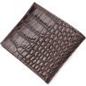 Коричневое мужское портмоне из фактурной кожи под крокодила без монетницы KARYA (2421050) - 2