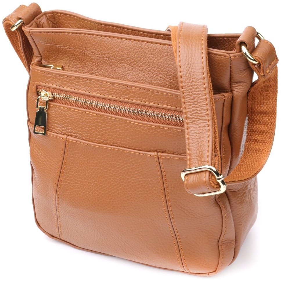 Вертикальная женская сумка рыжего цвета из натуральной фактурной кожи Vintage 94864 modnotak фото №1