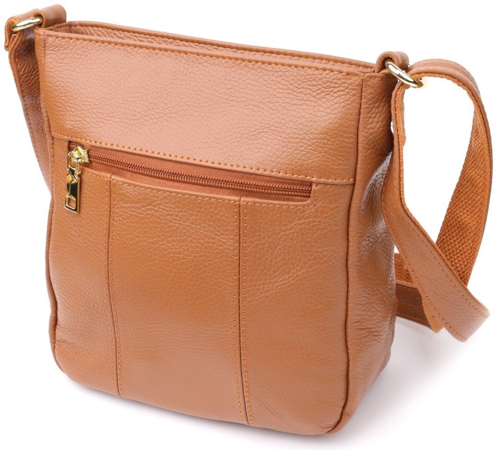 Вертикальная женская сумка рыжего цвета из натуральной фактурной кожи Vintage 94864 modnotak фото №2