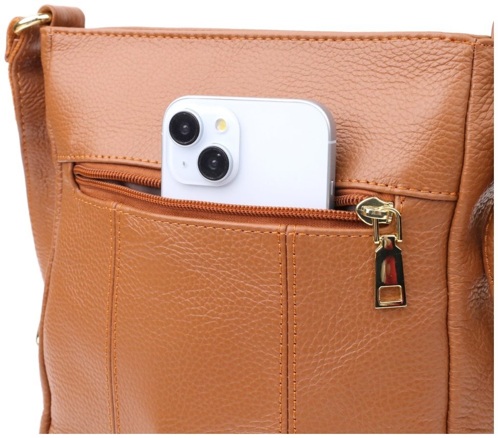 Вертикальная женская сумка рыжего цвета из натуральной фактурной кожи Vintage 94864 modnotak фото №3