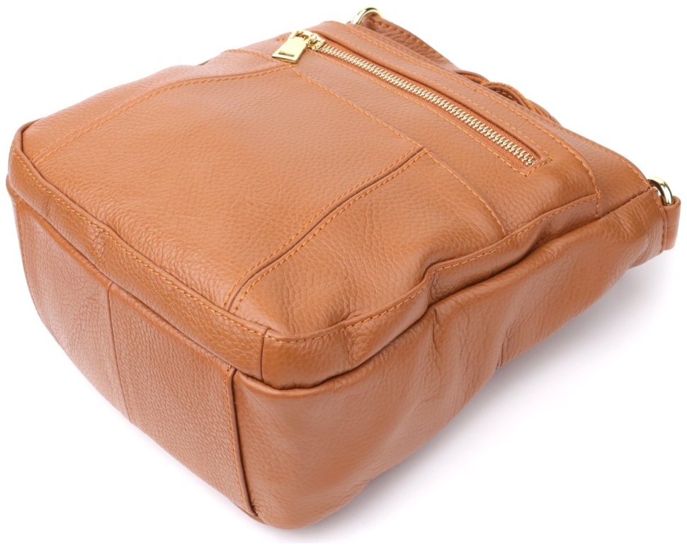 Вертикальная женская сумка рыжего цвета из натуральной фактурной кожи Vintage 94864 modnotak фото №4