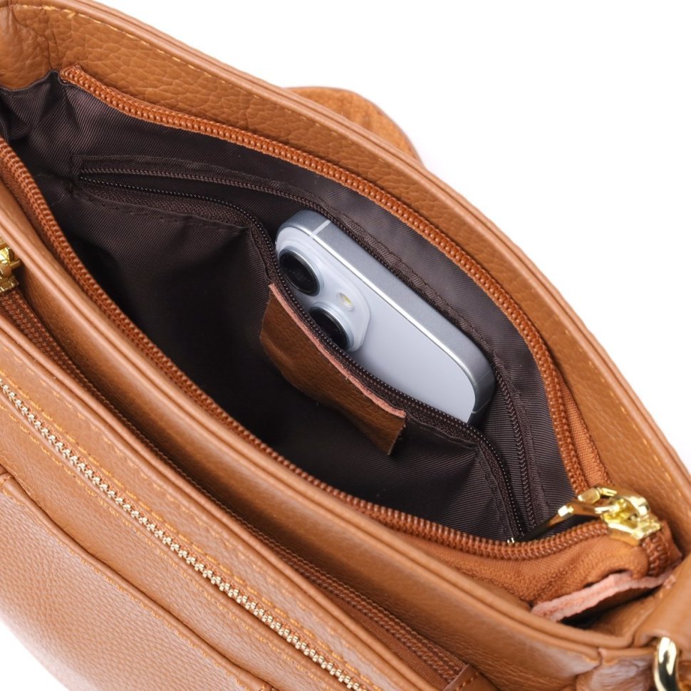 Вертикальная женская сумка рыжего цвета из натуральной фактурной кожи Vintage 94864 modnotak фото №5