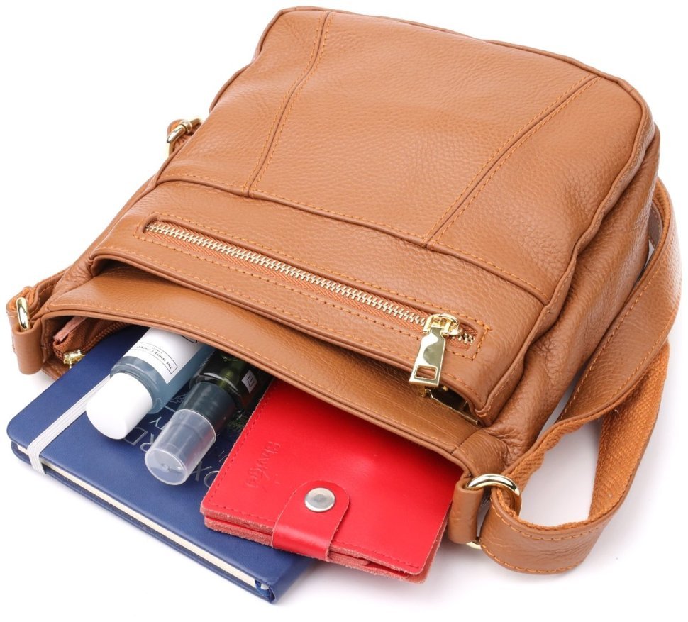 Вертикальная женская сумка рыжего цвета из натуральной фактурной кожи Vintage 94864 modnotak фото №6