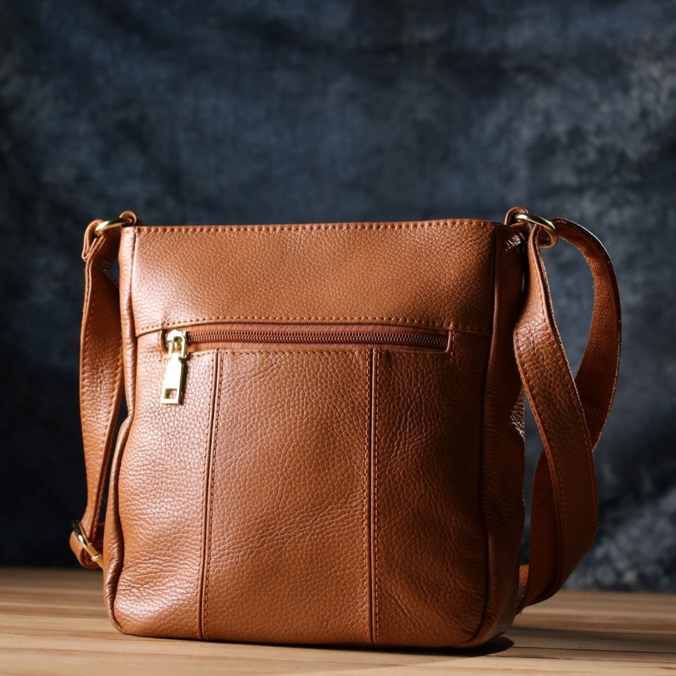 Вертикальная женская сумка рыжего цвета из натуральной фактурной кожи Vintage 94864 modnotak фото №8