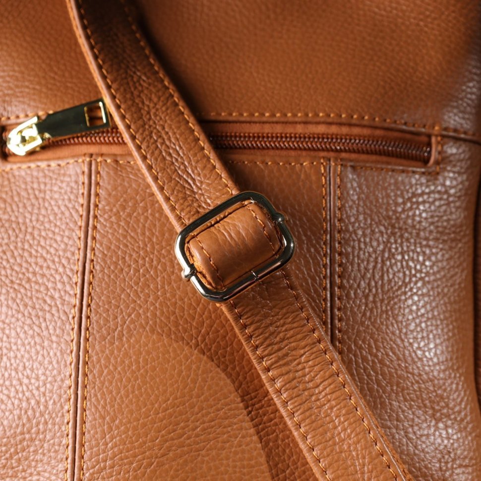 Вертикальная женская сумка рыжего цвета из натуральной фактурной кожи Vintage 94864 modnotak фото №9