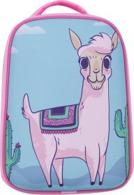 Школьный текстильный рюкзак розового цвета с рисунком ламы Bagland (55364)