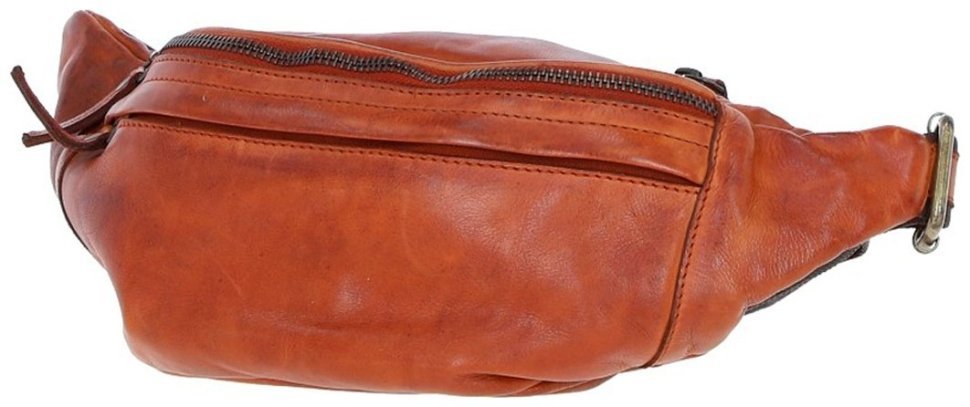 Стильная сумка-бананка из качественной кожи на молнии Ashwood D102 коричневого цвета 95464 modnotak фото №1