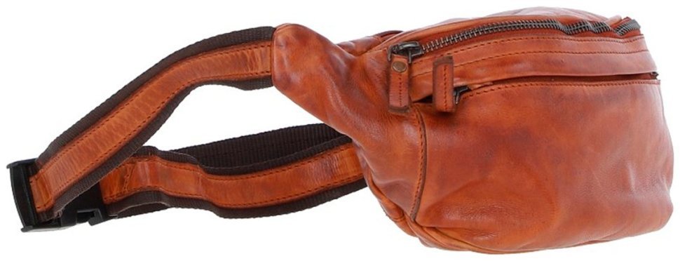 Стильная сумка-бананка из качественной кожи на молнии Ashwood D102 коричневого цвета 95464 modnotak фото №2