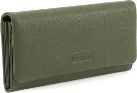 Великий жіночий гаманець зеленого кольору із фактурної шкіри KARYA (55964)