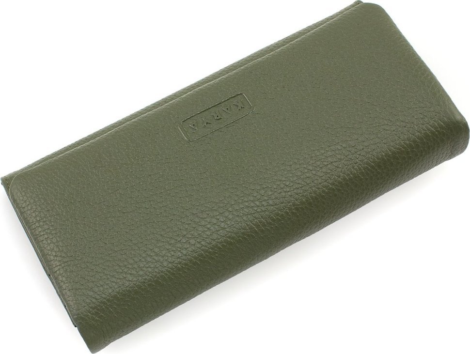 Великий жіночий гаманець зеленого кольору із фактурної шкіри KARYA (55964)