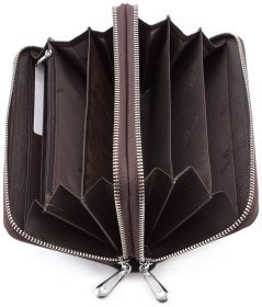 Коричневый кожаный клатч на две молнии ST Leather (18847)