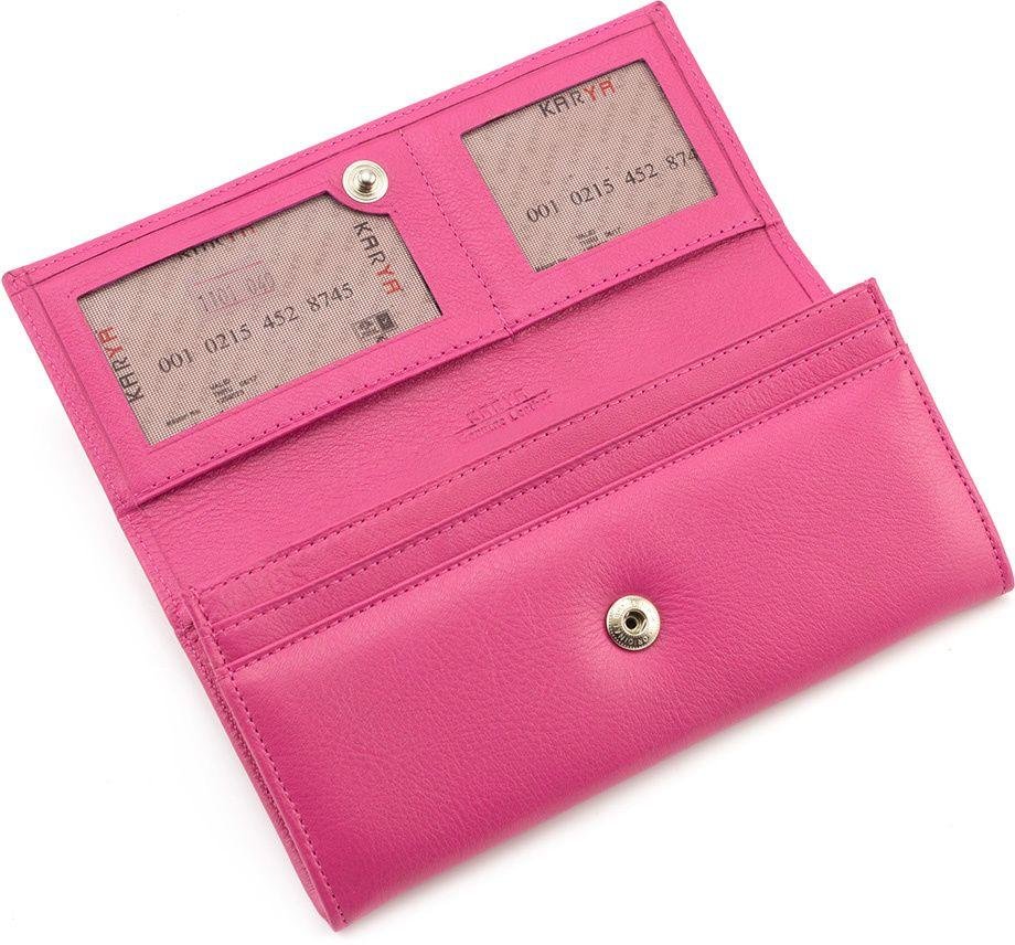 Рожевий тонкий гаманець з натуральної шкіри KARYA (16185)