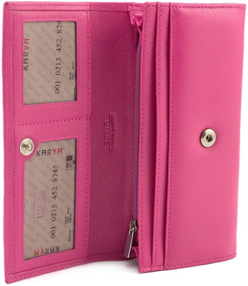 Рожевий тонкий гаманець з натуральної шкіри KARYA (16185)
