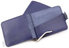 Кожаный зажим с монетницей синего цвета ST Leather (16054)
