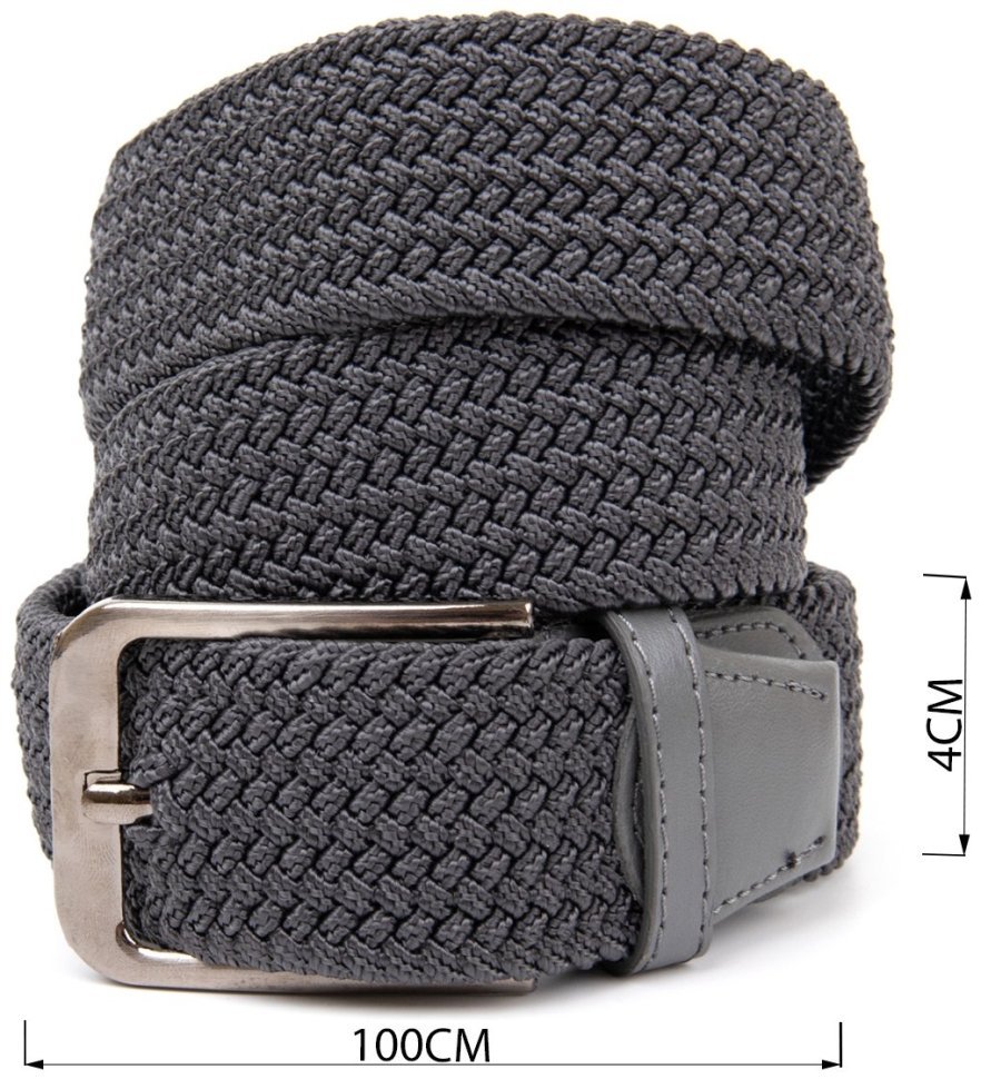 Серый текстильный мужской ремень с классической пряжкой Vintage (2420518) modnotak фото №7