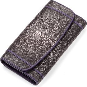 Жіночий гаманець з натуральної шкіри морського ската фіолетового кольору STINGRAY LEATHER (024-18090)
