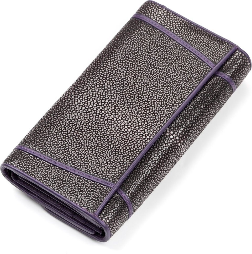 Жіночий гаманець з натуральної шкіри морського ската фіолетового кольору STINGRAY LEATHER (024-18090)