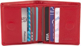 Невеликий жіночий гаманець з натурального шкіри червоного кольору на магнітах ST Leather 1767264