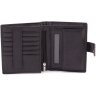 Мужское портмоне из натуральной кожи черного цвета с хлястиком на кнопке ST Leather 1767364 - 2
