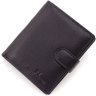Мужское портмоне из натуральной кожи черного цвета с хлястиком на кнопке ST Leather 1767364 - 4