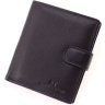 Мужское портмоне из натуральной кожи черного цвета с хлястиком на кнопке ST Leather 1767364 - 1