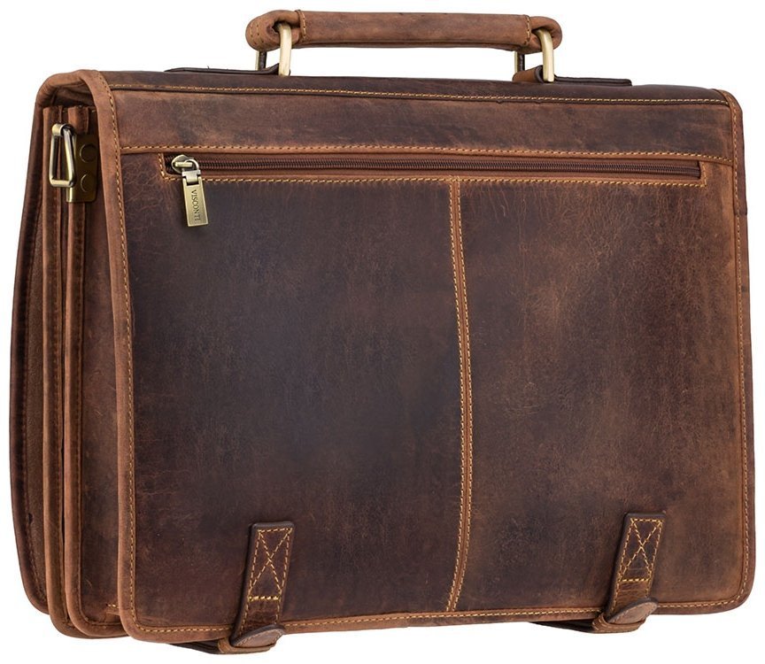 Чоловічий діловий портфель із вінтажної шкіри світло-коричневого кольору Visconti Hulk 77364